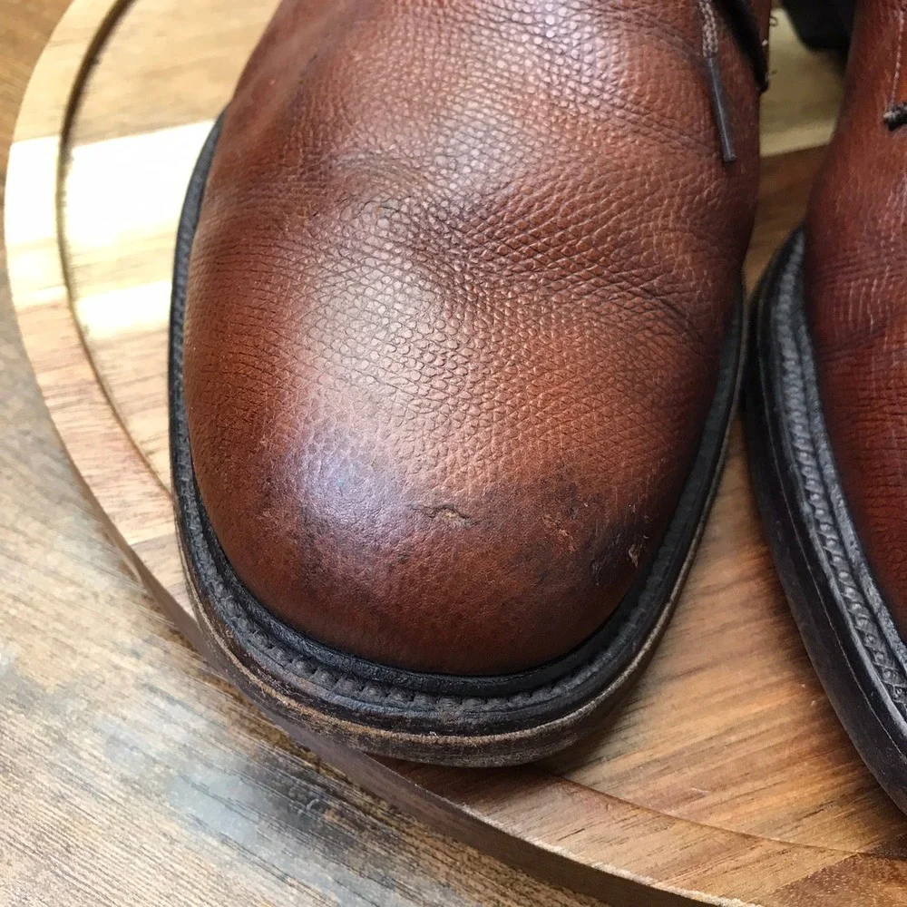 Allen Edmonds Leeds Derby Mens‎ 11 C Brown Pebble Grain Leather Plain Toe Shoes